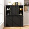 Costway Stackable Buffet Sideboard Set of 2 with Sliding Doors & Adjustable Shelf Brown/Black/Grey/Antique White